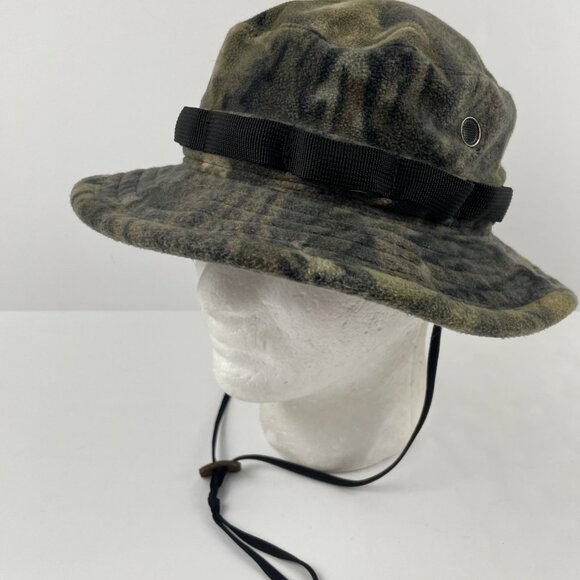 Cabela's Camo Boonie/Bucket Hat Adult S Fleece Hunting Adjustable Strap Vented - Picture 2 of 7